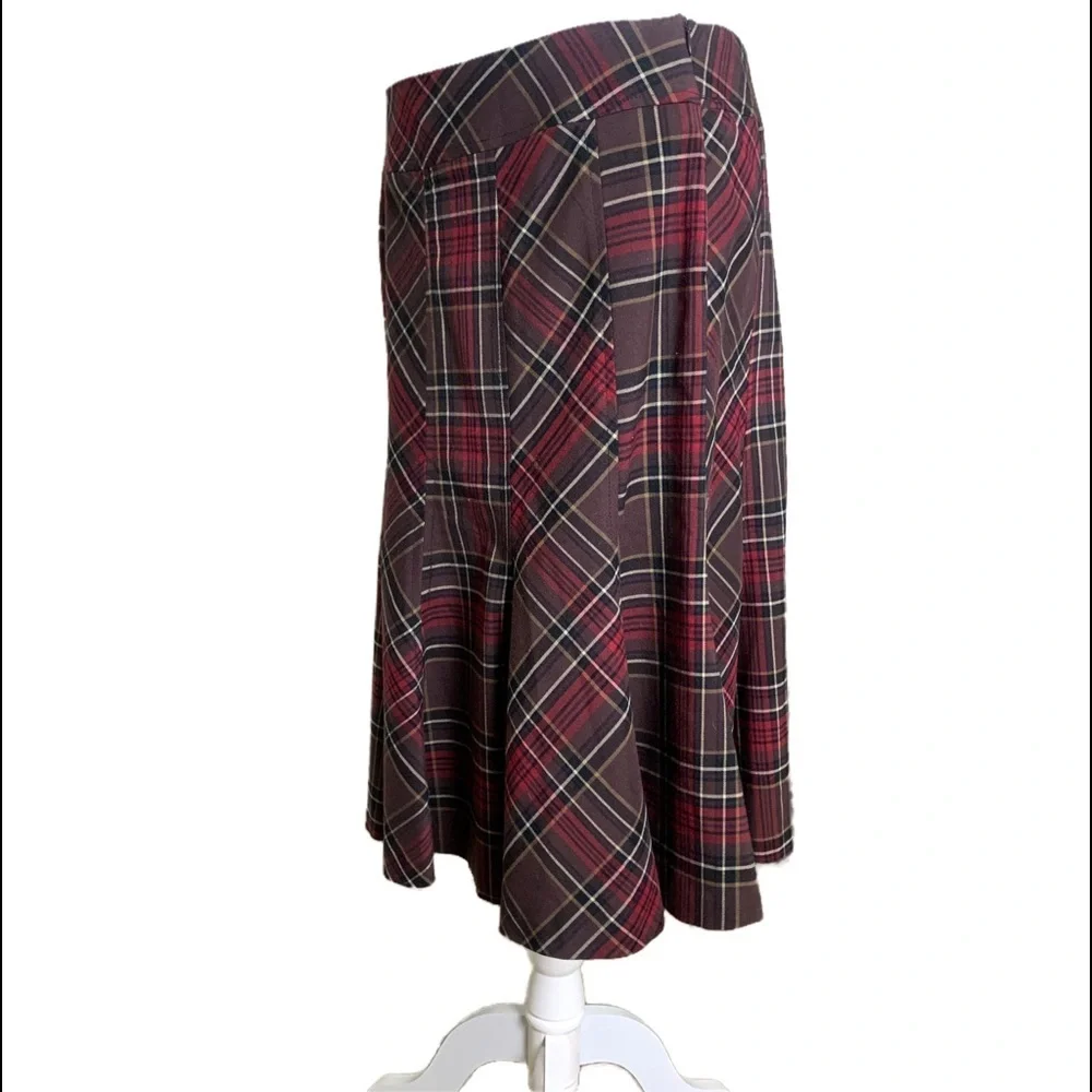 Kenar Tartan Skirt 10 Dark Academia Fluted Hemline Plaid - Picture 3 of 6